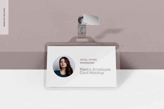 Plastic employee card mockup front view