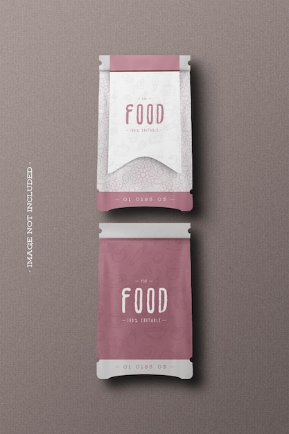 Plastic foil pouch food packaging mockup