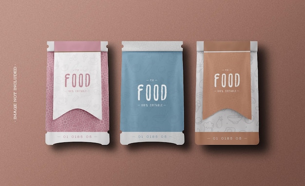 PSD plastic foil pouch food packaging mockup