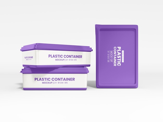 Plastic food container box packaging mockup