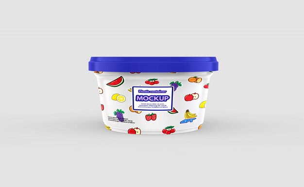 Mockup contenitore di plastica per alimenti