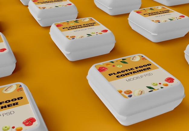 Mockup di contenitori per alimenti in plastica