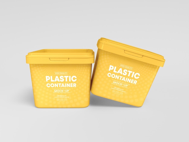 Plastic food container packaging  mockup