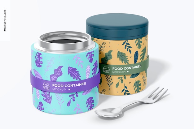 Plastic Food Container with Lid Mockup Perspective