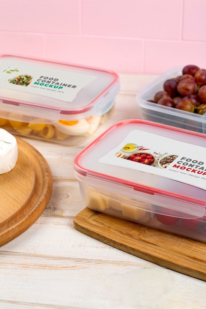 PSD plastic food containers mock-up