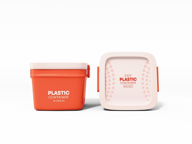 Plastic food storage container branding mockup