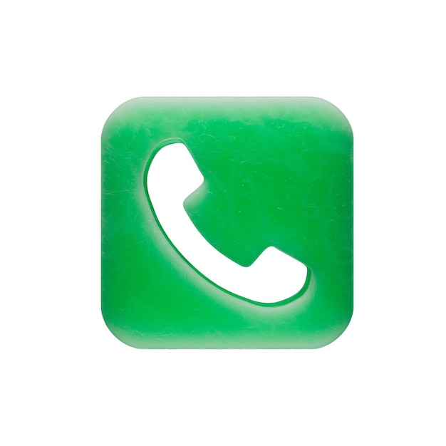 PSD plastic green icon of phone sign