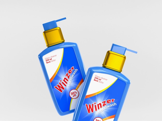 Plastic hand wash pump bottle mockup