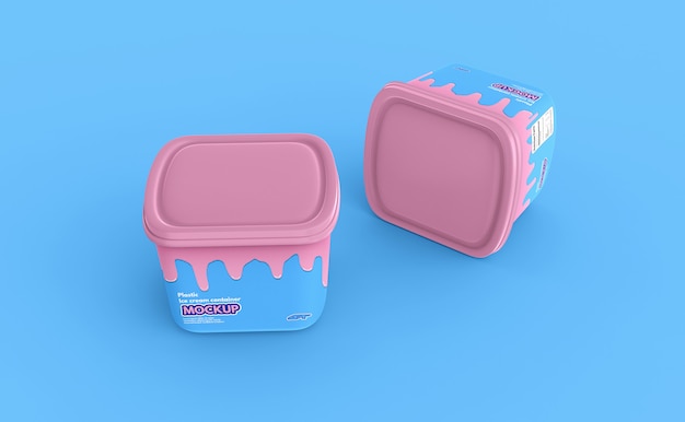 PSD plastic ice cream container box mockup