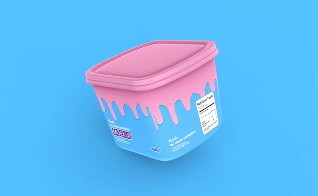 Mockup di scatola del contenitore del gelato in plastica