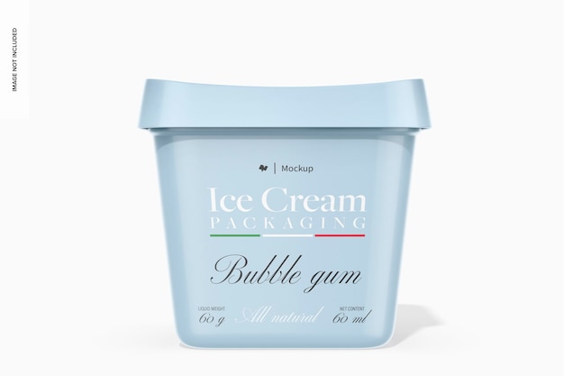 Plastic Ice Cream Container Mockup Front View