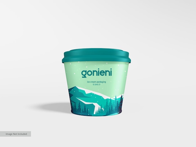 Mockup di imballaggio in plastica per vaschette per gelato