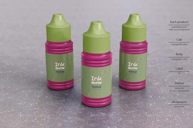 Plastic ink bottle mockup