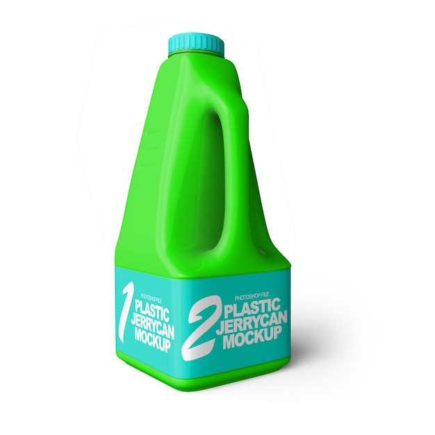 Plastic Jerrycan Mockup geïsoleerd
