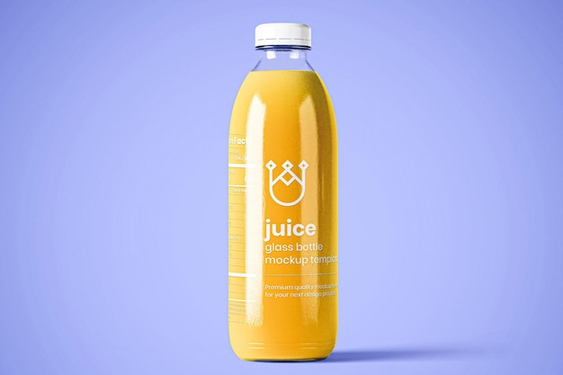 PSD plastic juice bottle mockup with orange juice
