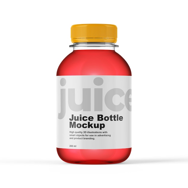 PSD mockup di bottiglia di succo di plastica