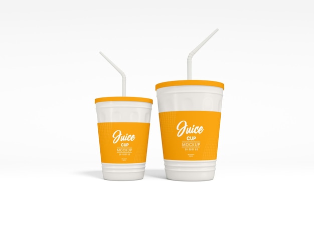 Plastic Juice Cup with Straw Packaging Mockup