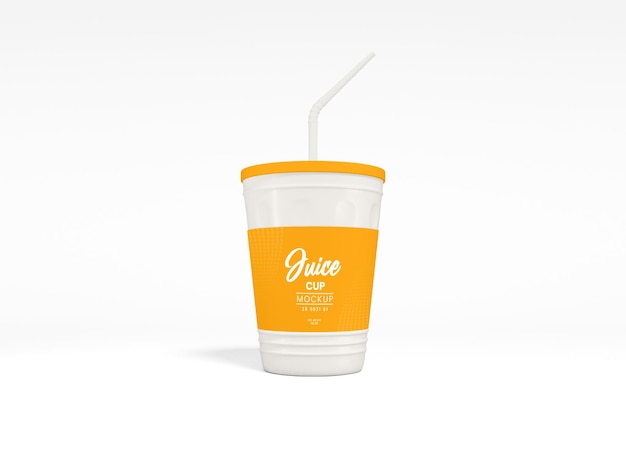 Plastic Juice Cup with Straw Packaging Mockup