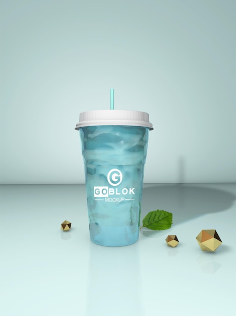plastic juice glass mockup design