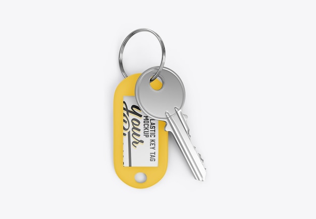 Plastic key tag mockup 3d render