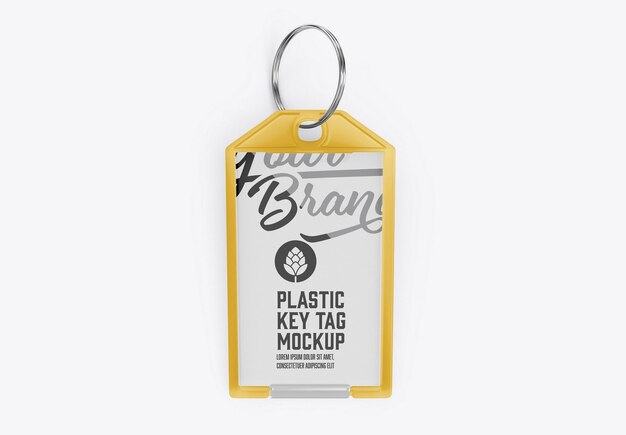 Plastic key tag mockup