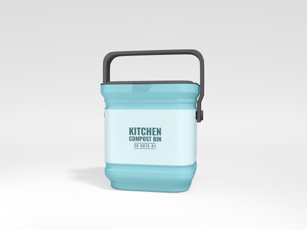 PSD plastic kitchen compost disposal bin branding mockup