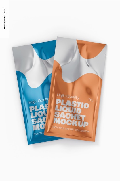 Plastic Liquid Sachets Mockup, Top View
