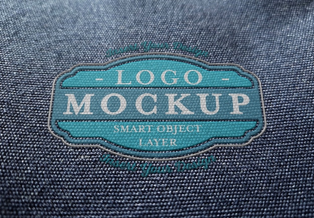 Plastic logo  on fabric texture