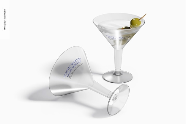 Plastic martini glasses mockup