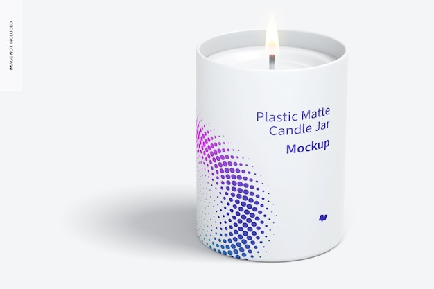 Plastic matte candle jar mockup, front view