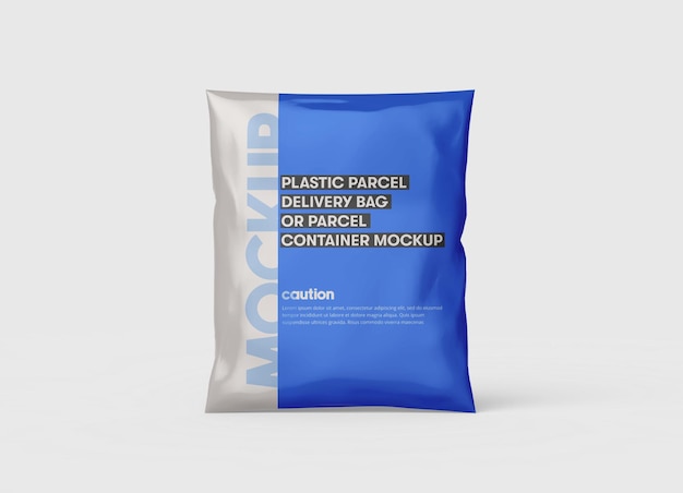 PSD plastic matte parcel delivery bag mockup