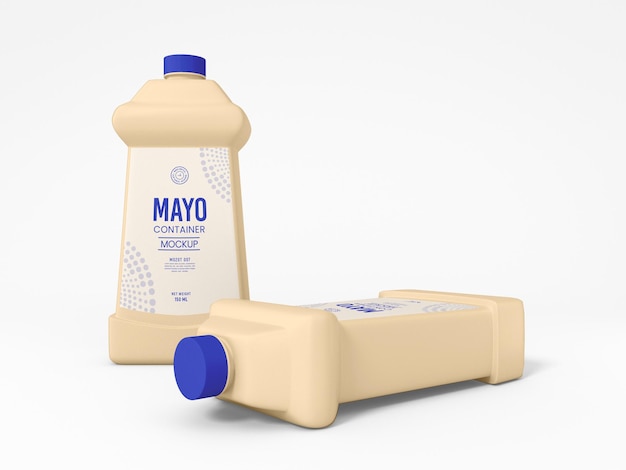 plastic mayonnaise bottle packaging mockup