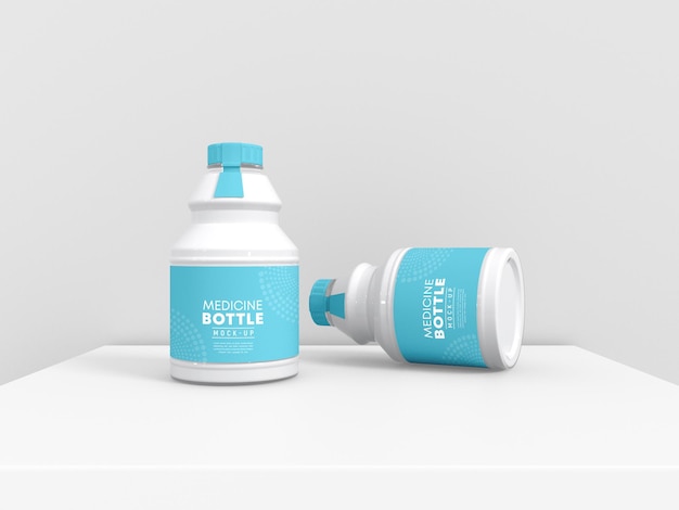 Mockup di bottiglia di medicina di plastica