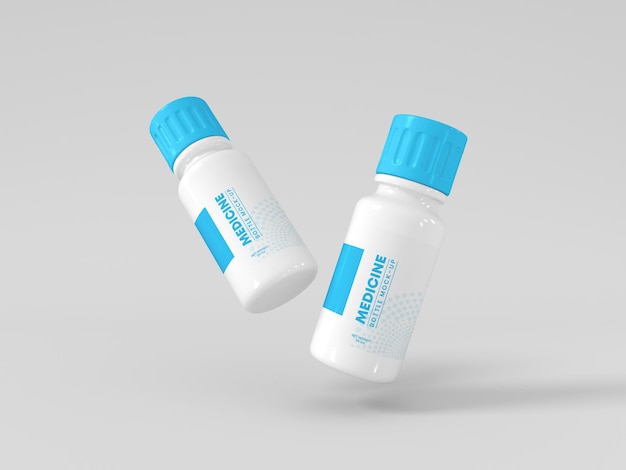 Plastic medicine bottles mockup