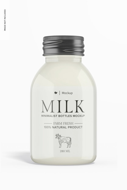 PSD plastic milk bottle mockup front view