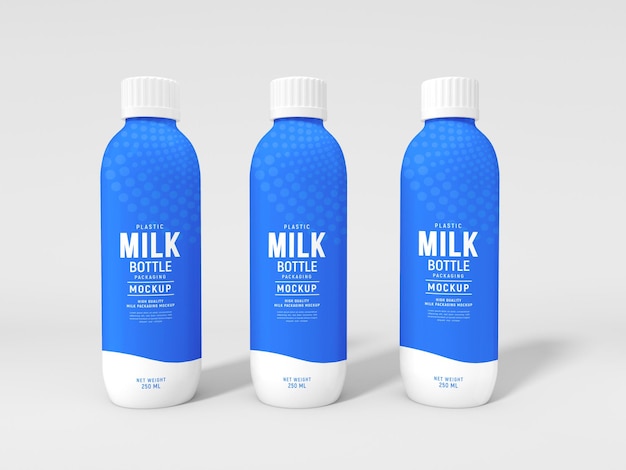 Mockup di imballaggio per bottiglia di latte in plastica