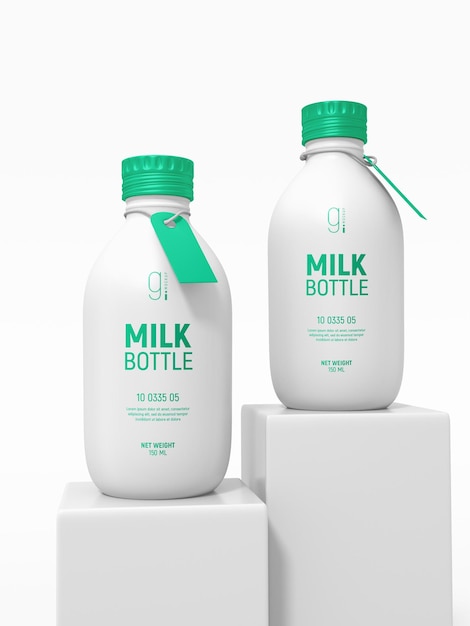 PSD plastic milk bottle packaging mockup