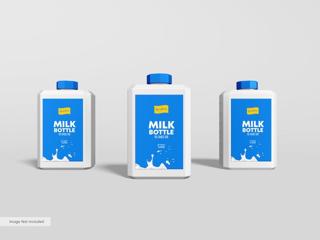 Plastic milk bottle and water gallon packaging mockup