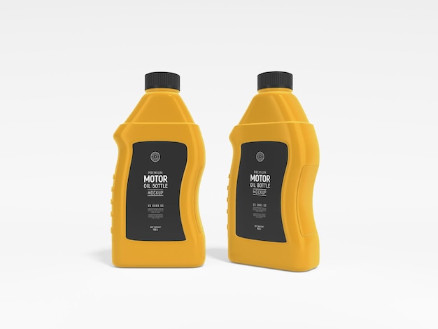 Plastic motor oil bottle branding mockup