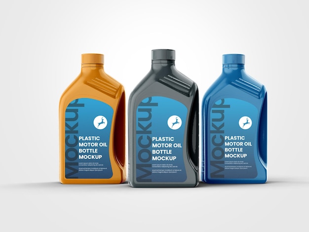 plastic motor oil bottles mockup template