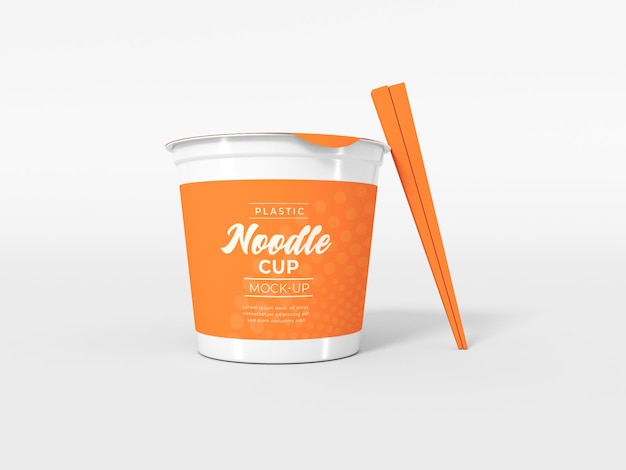 Plastic noodle cup packaging mockup