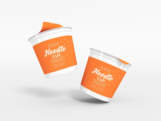 Plastic noodle cup packaging mockup