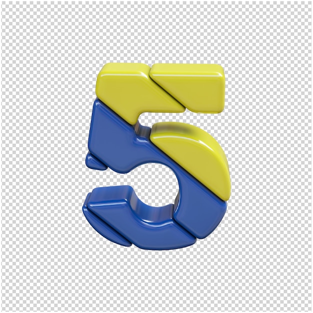 Plastic number 3d rendering