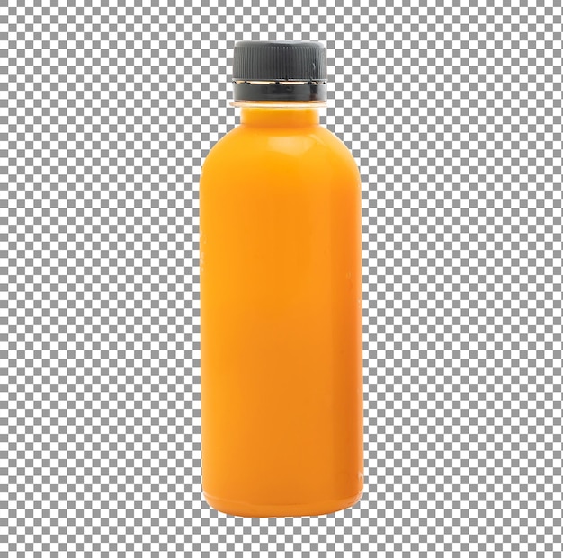 PSD plastic orange color bottle with a black cap on transparent background