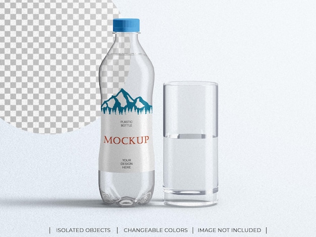 Plastic packaging mineral drink water bottle mockup