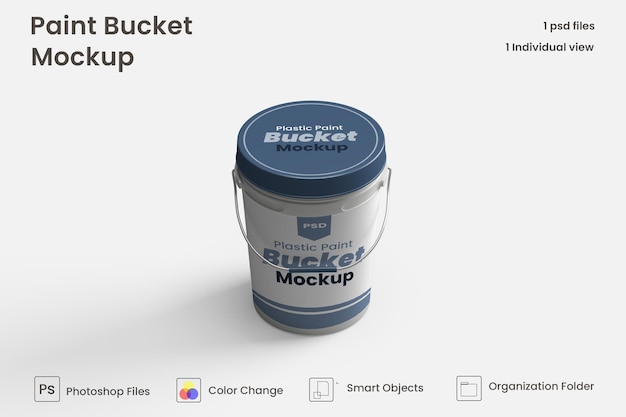 Plastic paint bucket mockup premium psd