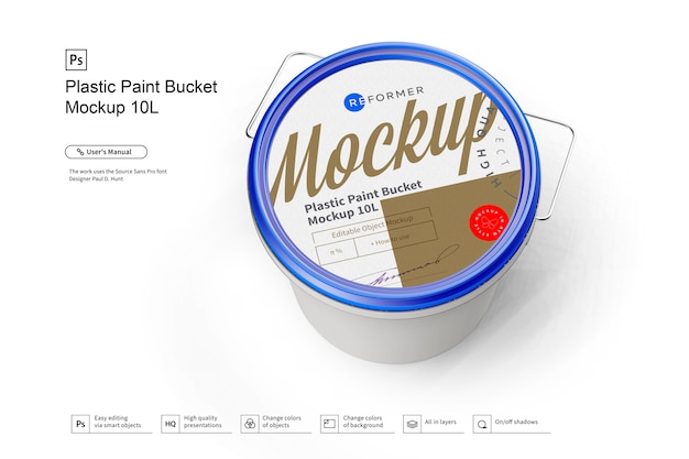 Plastic Paint Bucket Mockup