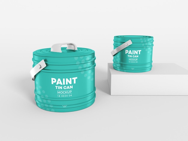 PSD plastic paint bucket packaging mockup