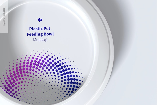 Plastic pet feeding bowl mockup, top view