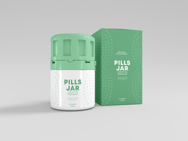 Plastic pill jar packaging mockup